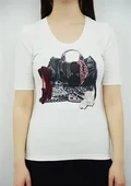 Çanta Baskılı Krem T-Shirt thumbnail 4