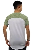 Omuz Yeşil Desenli Tişört-Beyaz thumbnail 4