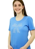 Kurdele Taşlı Mavi T-Shirt thumbnail 2