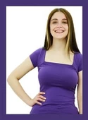 Kare Yaka Mor Bayan T-Shirt thumbnail 4