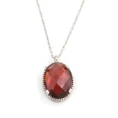 925 Ayar Gümüş Oval Garnet Taşlı Kolye thumbnail 2