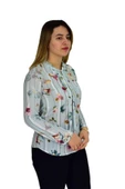 Kadın Yeşil Desenli Bluz BGL-ST00592 thumbnail 7
