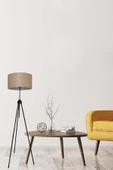 D-light Silindir Başlıklı Sütlü Kahverengi Metal Lambader thumbnail 1