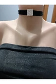 Zirkon Taşlı Choker Kadife Kolye thumbnail 3