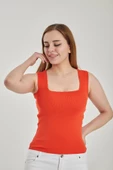 Modatalika Kadın Kare Yaka Crop Triko Bluz thumbnail 9