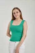 Modatalika Kadın Kare Yaka Crop Triko Bluz thumbnail 8