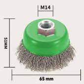 Saçaklı Çanak Fırça Paslanmaz 65 mm M14 thumbnail 3