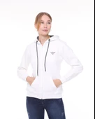 Backpacker Kadın Sweatshirt Kapüşonlu Fermuarlı Ekru thumbnail 3