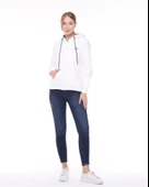 Backpacker Kadın Sweatshirt Kapüşonlu Fermuarlı Ekru thumbnail 1