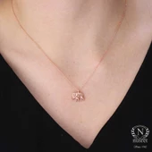 925 Ayar Gümüş Fil Charm Kolye, Pembe thumbnail 2
