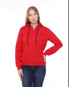 Backpacker Kadın Sweatshirt Kapüşonlu Fermuarlı Kırmızı thumbnail 2
