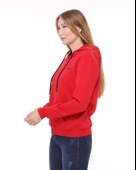 Backpacker Kadın Sweatshirt Kapüşonlu Fermuarlı Kırmızı thumbnail 4
