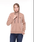 Backpacker Kadın Sweatshirt Kapüşonlu Fermuarlı Bej thumbnail 5