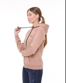 Backpacker Kadın Sweatshirt Kapüşonlu Fermuarlı Bej thumbnail 3