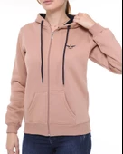Backpacker Kadın Sweatshirt Kapüşonlu Fermuarlı Bej thumbnail 7
