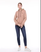 Backpacker Kadın Sweatshirt Kapüşonlu Fermuarlı Bej thumbnail 1