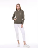 Backpacker Kadın Sweatshirt Kapüşonlu Fermuarlı Haki thumbnail 1