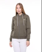 Backpacker Kadın Sweatshirt Kapüşonlu Fermuarlı Haki thumbnail 2