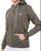 Backpacker Kadın Sweatshirt Kapüşonlu Fermuarlı Haki thumbnail 8