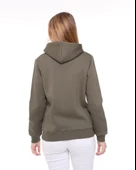 Backpacker Kadın Sweatshirt Kapüşonlu Fermuarlı Haki thumbnail 7