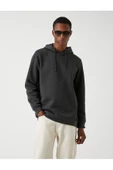 Basic Kapşonlu Sweatshirt Şardonlu thumbnail 6