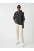 Basic Kapşonlu Sweatshirt Şardonlu thumbnail 4