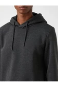 Basic Kapşonlu Sweatshirt Şardonlu thumbnail 10