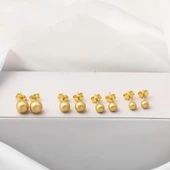 14 Ayar Altın Mat Top Küpe 4 mm. thumbnail 8