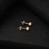 14 Ayar Altın Mat Top Küpe 4 mm. thumbnail 6
