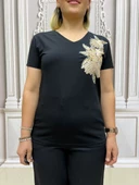 Vizon Pullu Tshirt - SİYAH thumbnail 4