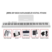 Jwin JDP-8830 Tuş Hassasiyetli Katlanabilir Bluetooth + Şarjlı Piyano - Beyaz thumbnail 1