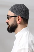 Melanj Dantel Detaylı Örme Gold Namaz Takkesi thumbnail 3