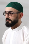 Yeşil Dantel Detaylı Örme Gold Namaz Takkesi thumbnail 1