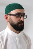 Yeşil Dantel Detaylı Örme Gold Namaz Takkesi thumbnail 2