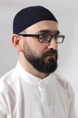 Lacivert Safir Dantel Detaylı Örme Namaz Takkesi thumbnail 2