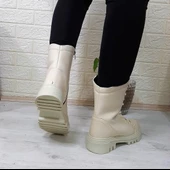Grijak Bej Cilt Fermuarlı Bağacaklı Bayan Postal Bot thumbnail 6