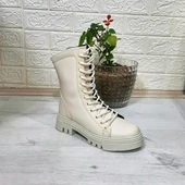Grijak Bej Cilt Fermuarlı Bağacaklı Bayan Postal Bot thumbnail 7