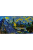 Sarı Lacivert Gece Canvas Tablo (60x120) thumbnail 2