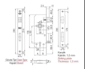 Kale 151-R İç Kapı Gömme Kilidi 40 mm Nikel Oval thumbnail 2