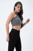 Kadın Kaşkorse Crop Atlet   Gri thumbnail 4