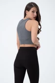 Kadın Kaşkorse Crop Atlet   Gri thumbnail 5