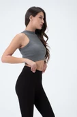 Kadın Kaşkorse Crop Atlet   Gri thumbnail 2