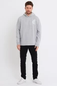 Erkek Oversize Baskılı Sweatshirt Gri Melanj thumbnail 2