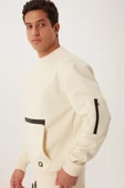 Erkek Fermuar Detaylı Sweatshirt Ekru thumbnail 1
