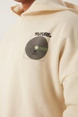 Erkek Oversize Baskılı Sweatshirt Ekru thumbnail 2