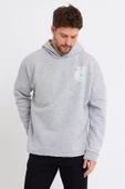Erkek Oversize Baskılı Sweatshirt Gri Melanj thumbnail 3
