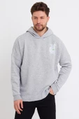 Erkek Oversize Baskılı Sweatshirt Gri Melanj thumbnail 1