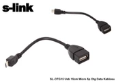 S-LINK SL-OTG15 15CM MICRO USB 5P OTG DATA KABLOSU thumbnail 2