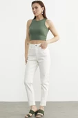 Likralı Fit Mom Jean - Ekru thumbnail 2