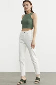 Likralı Fit Mom Jean - Ekru thumbnail 3